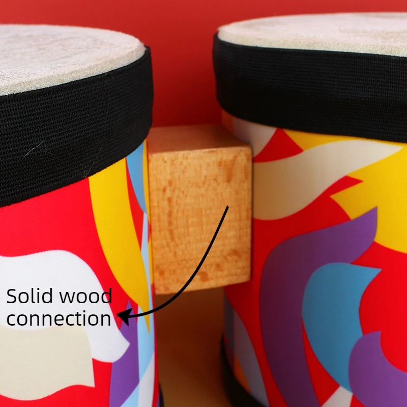 Wooden Floor Drum Professional Children Bongo Floor Drums Kids Beginner Cartoon Hand Drum Educational Percussion Instrument
