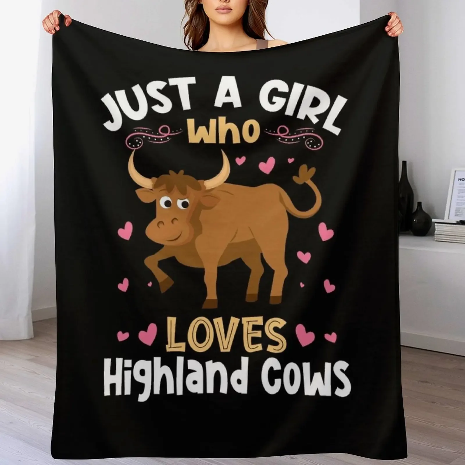 Just a Girl who Loves Highland Cows Throw Blanket Cozy Light Blanket for Travel Camping Picnic