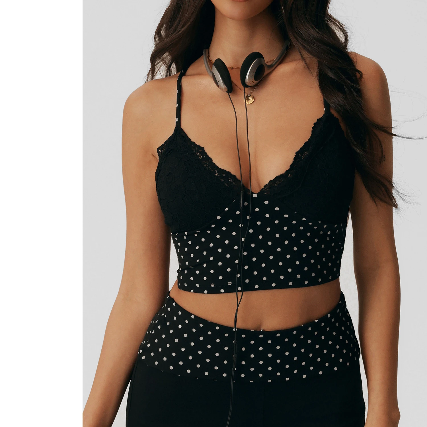 Top camisole à pois pour femme - Lace Trim Cami avis et prix