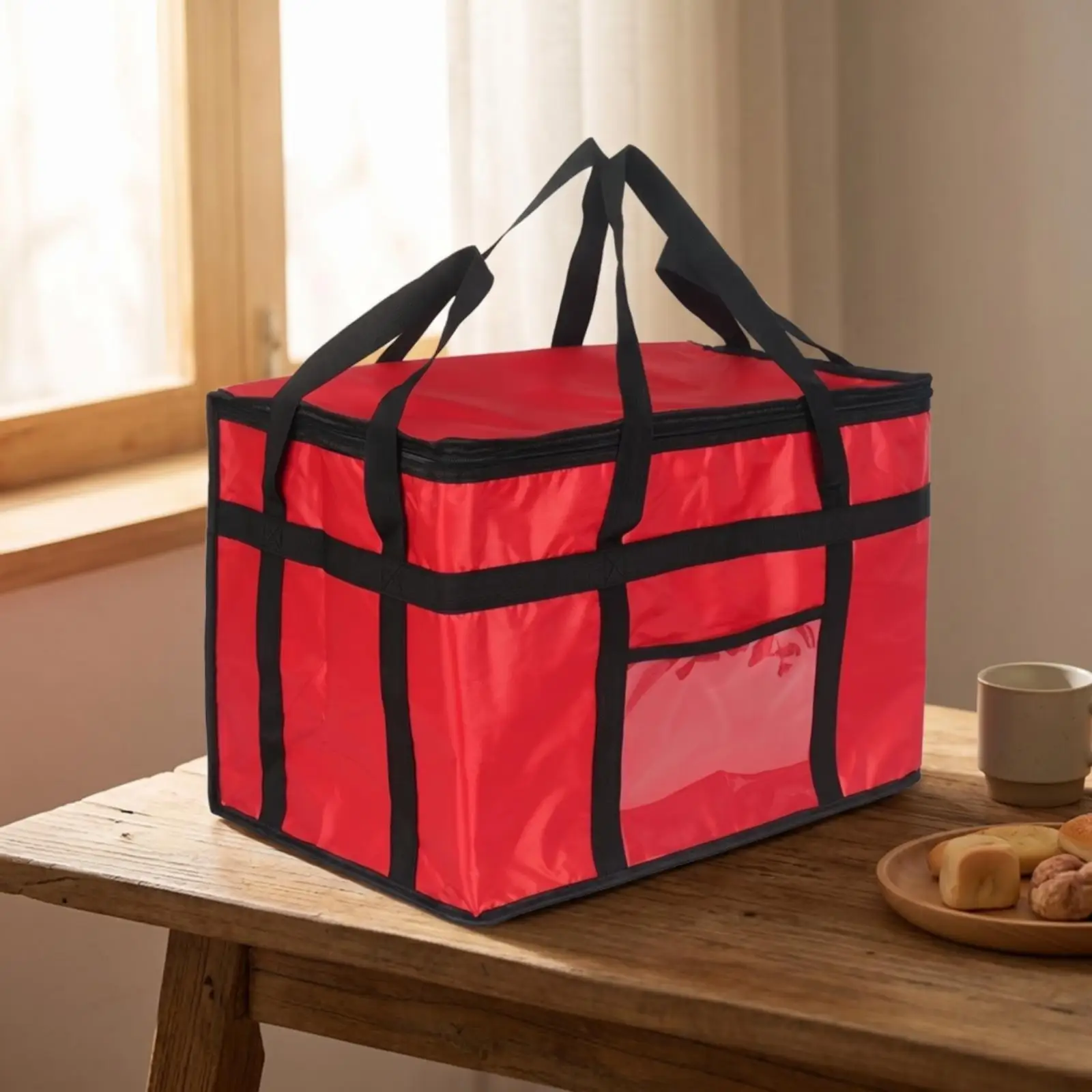 Insulated Food Delivery Bag Portable Insulated Bag with Pocket Zippered for