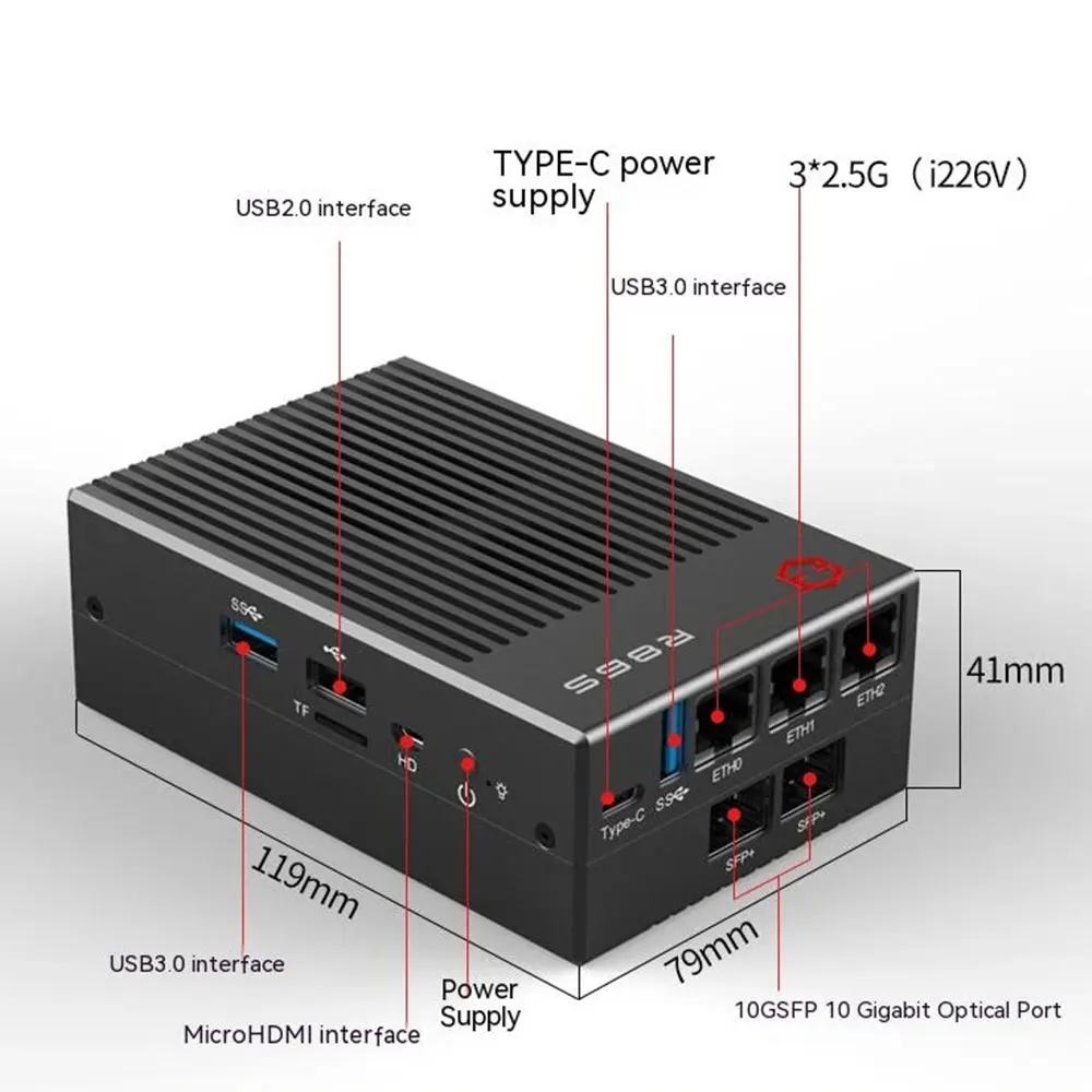 2023 R86S Soft Routing Multi-net port, Intel mini host N5105 N6005 N5100 Optional B/G/P 8GB/16GB/32GB 10 Gigabit fiber port 2.5G