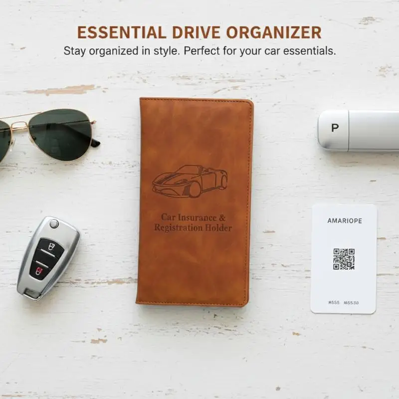 Waterproof Car Registration Holder for Insurance and License Cards Portable Glove Box Document Organizer for Road Trip Convenie