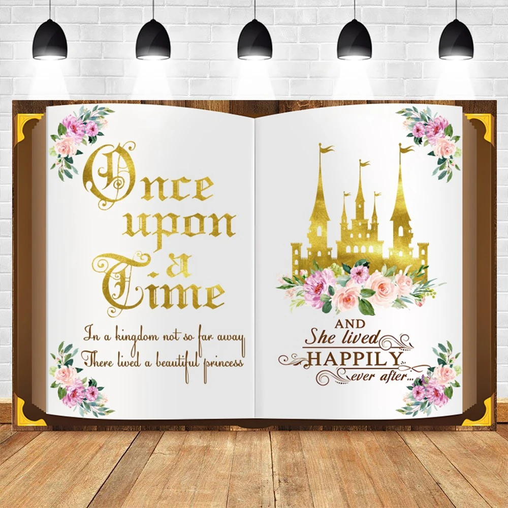 

Fairy Tale Books Backdrop Photography Once Upon a Time Castle Girl Princess Birthday Party Background Decor Photo Studio Props