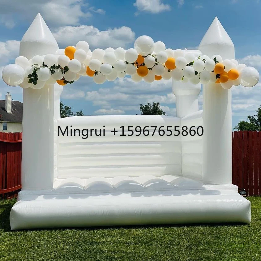 Commercial Grade Kids Birthday Wedding Party White Bounce House Jumpiing Castle Inflatable Bouncer House With Ball Pit and Slde