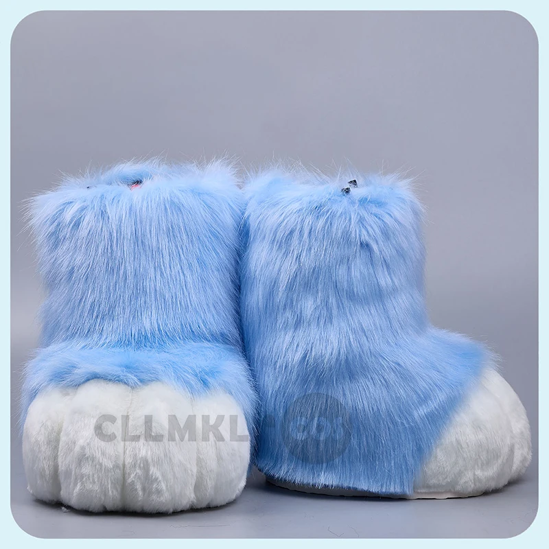 كيغ Fursuit تأثيري باو أحذية فروي Fursuit تأثيري روبيت القط الأحذية لطيف رقيق الحيوان مانغا حفلة كوس يمكن ارتداؤها زي