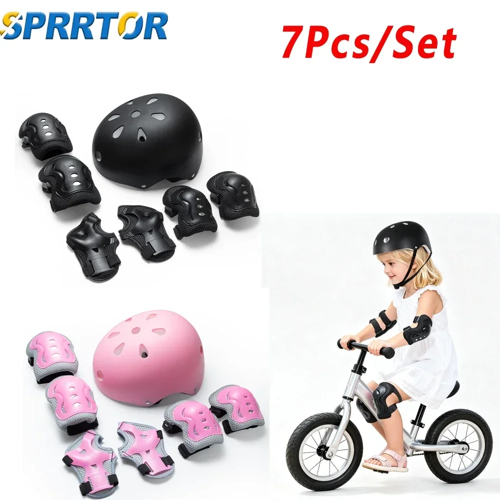 Kids Protective Safety Gear Set 3-10 Years, Adjustable Skate & Bike Helmet Equipped with Knee, Elbow and Wrist Pads for Scooter