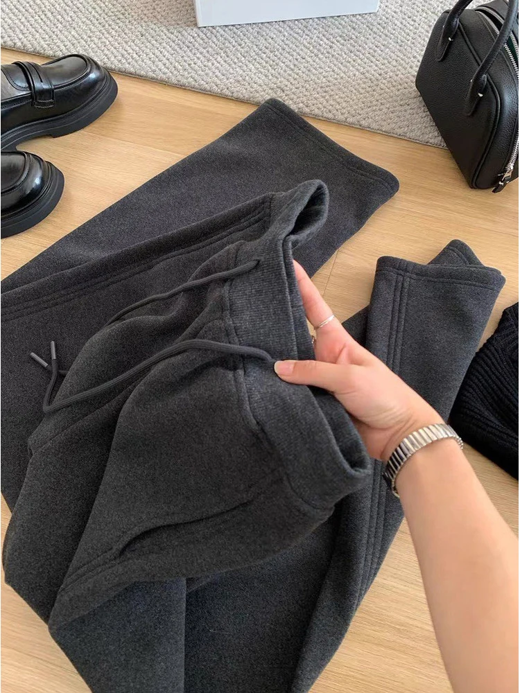 กางเกงขายาวทรงหลวมสไตล์ลำลองสำหรับผู้หญิง รุ่นใหม่ ฤดูใบไม้ร่วง ฤดูหนาว เอวสูง ทรงตรง