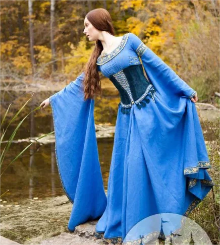 Galadriel Cosplay Costume Dress Elf Queen Dress Victorian Blue Ball Gown \