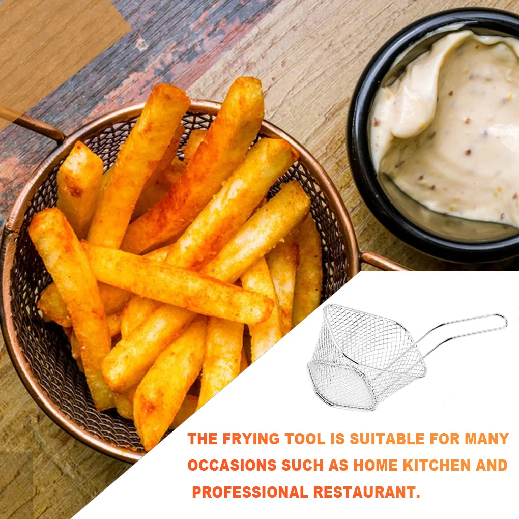 Frying Snacks Basket Oil Straining Stainless Steel Baskets Fries Colander Handheld Tool Storage Container Accessory