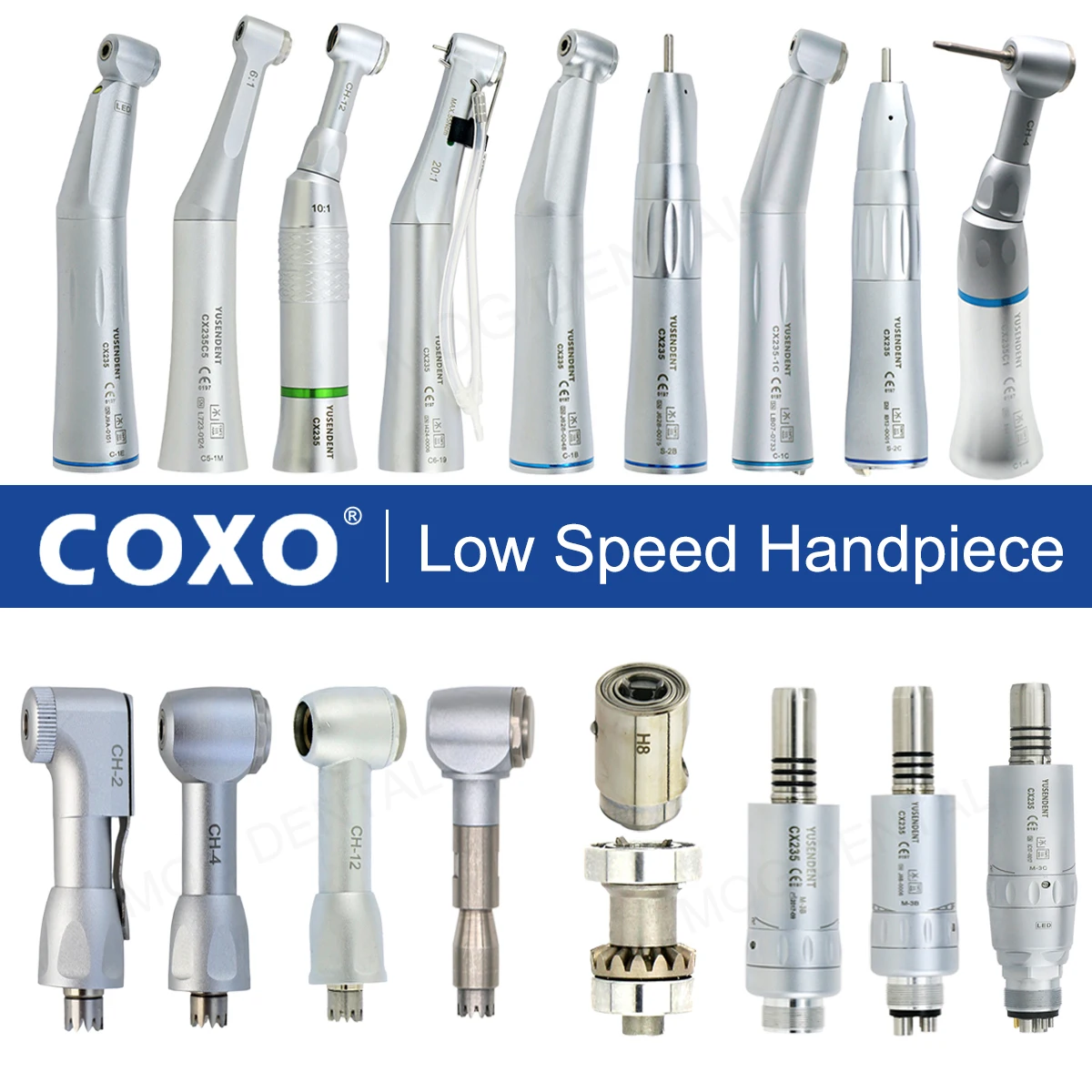 COXO Dental Low Speed Handpiece LED Fiber Reduction/Increase Ratio Endodontic Contra Angle Handpiece E Type Fit KAVO NSK WH