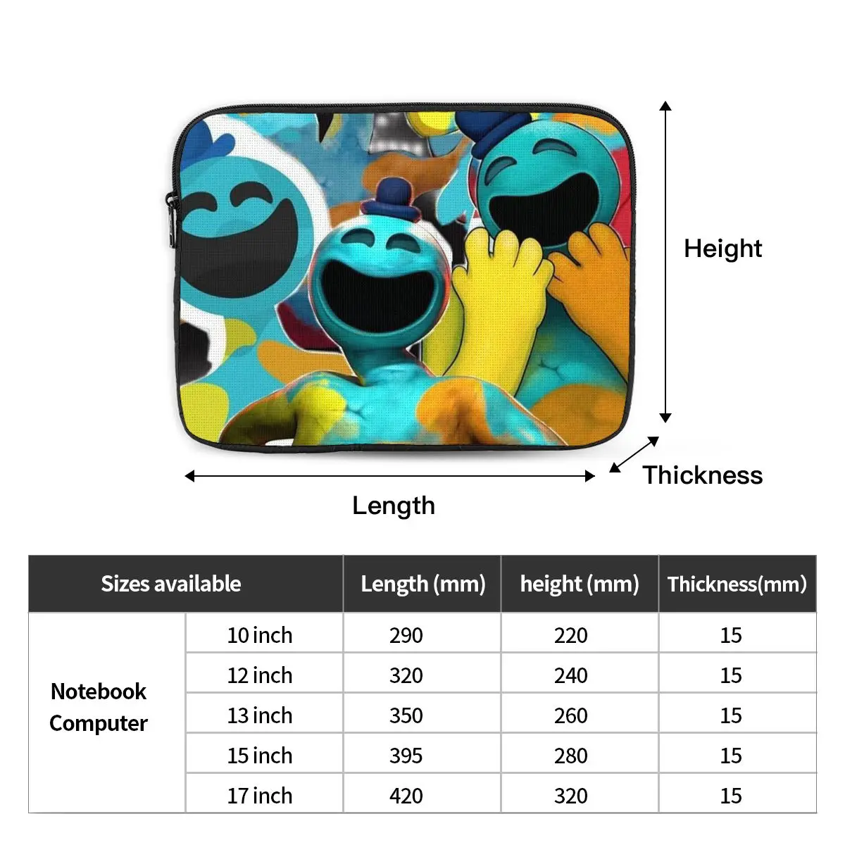 Doey Doughman Horror Pianosaurus Notebook Laptop Bag 10 12 13 15 17 Inch Notebook Sleeve Cover Bag Tablet Shockproof Case Bag