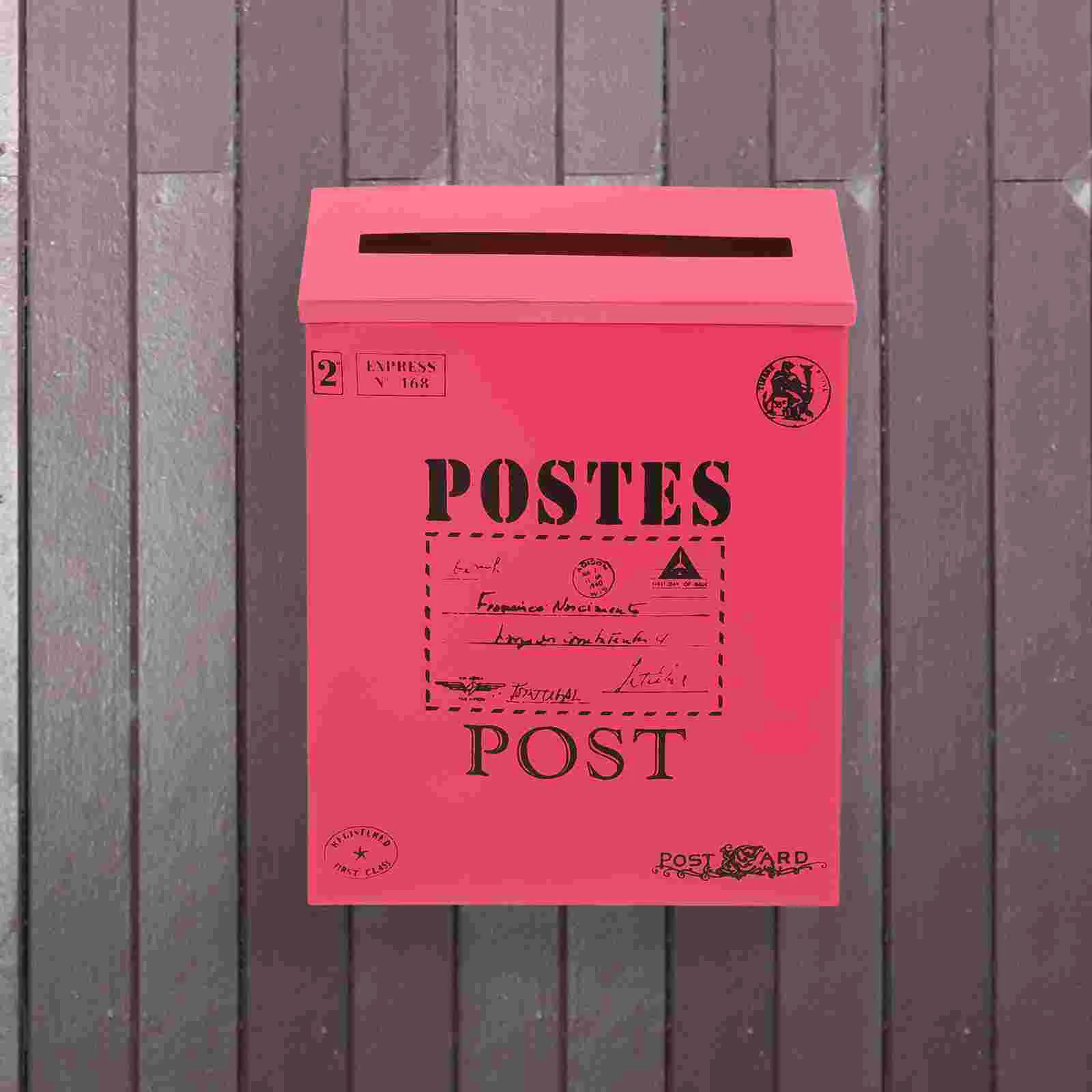 Wall Mounted Mailbox Retro Tin Mailboxes for outside Metal Household Rosy Iron Home Outdoor Office