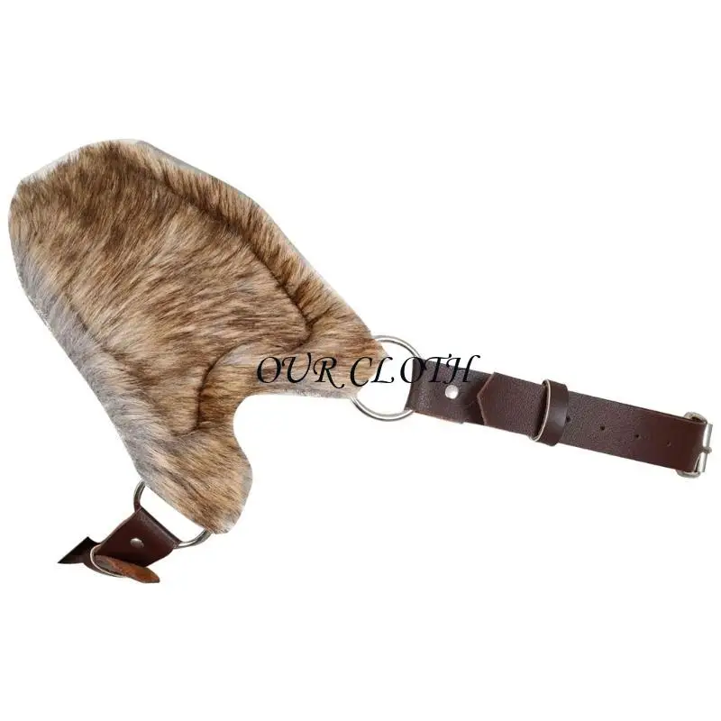 Średniowieczna skórzana osłona ramion futrzana osłona ramion z regulowaną wiązką klatki piersiowej dla mężczyzn Halloween y1ac