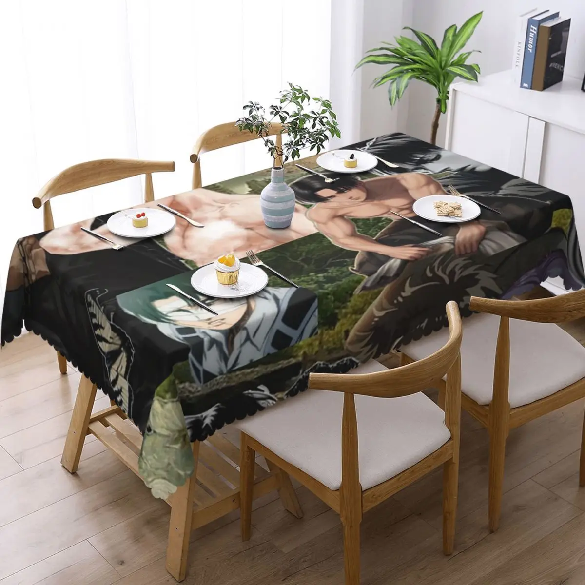 Levi Ackerman Attack On Titan Custom Rectangular Tablecloth Oilproof Table Cover for Festival Party Decorations Table Cloth