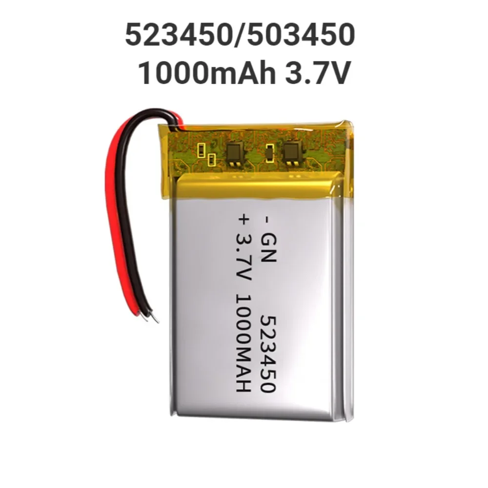 523450/503450 1000mAh 3.7V Polymer Lithium Rechargeable Battery Li-ion Battery JST PH2.0 2pin for GPS Smart Phone DVD MP5