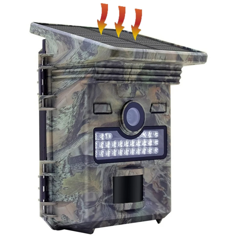 

Hunting Camera Solar Powered 20MP HD Trail Camera 0.3s Trigger Night Vision Motion Activated IP66 Waterproof Wildlife Monitoring