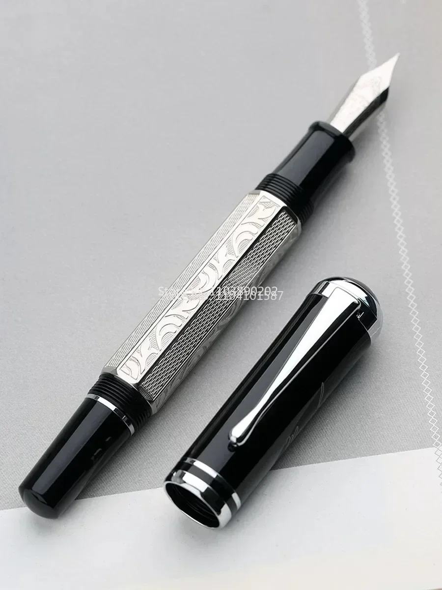 nouvelle-offre-majohn-p138-stylo-plume-a-piston-metallique-motif-grave-octaedrique-plume-n°6-ef-f-m-plat-classique-plaque-pour-l'Ecriture