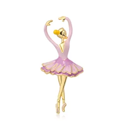 Enamel Dancing Ballet Girl Brooches Pin for Women Wedding Party Ballerina Dancer Skirt Daily Jewelry Clothing Suit Accesories