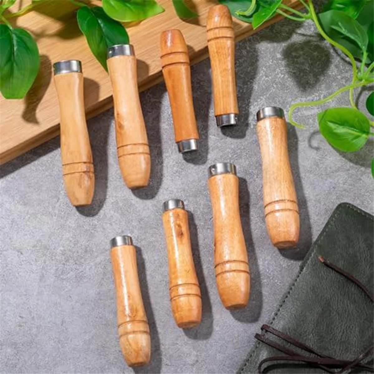 Wooden File Handle with Strong Metal Collars 10PCS, Screwdriver Hand Drill File Handle Cutting Tool Craft