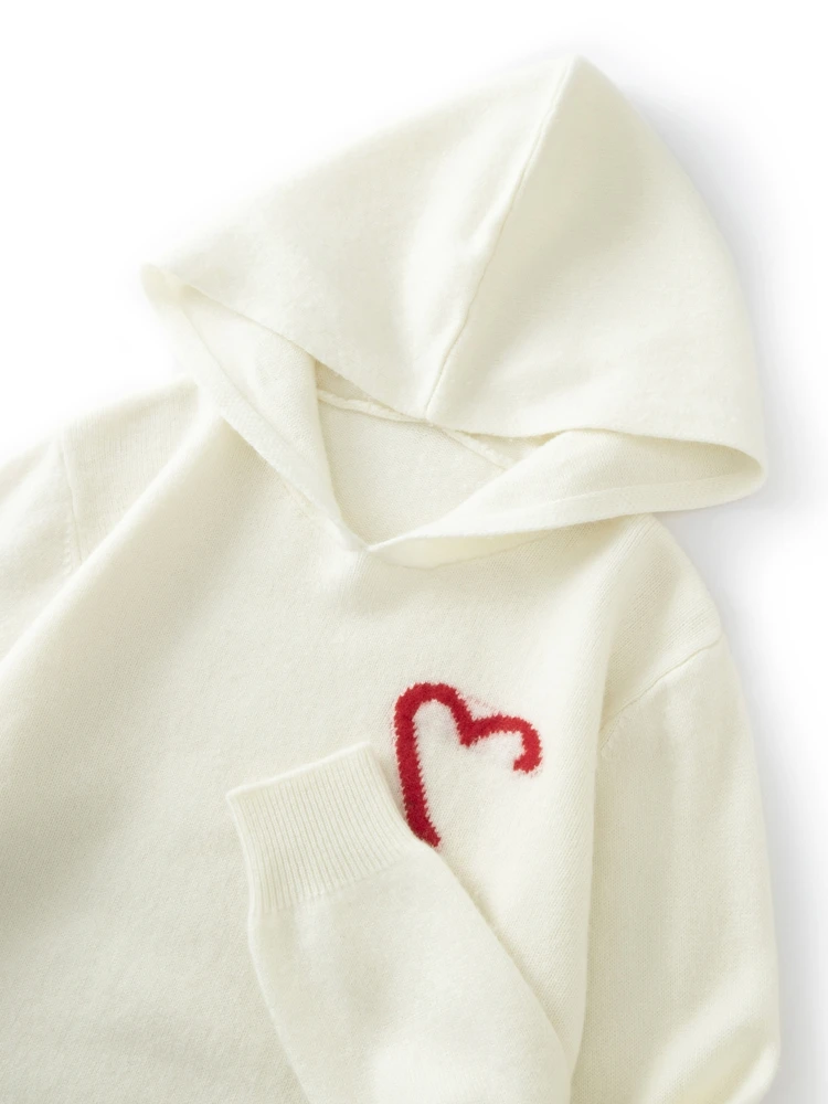 TLOML Men's 100% Merino Wool Knitwear Hooded Pullover Autumn Winter Soft Warm Cashmere Sweater Jacquard Casual Loose Style Tops