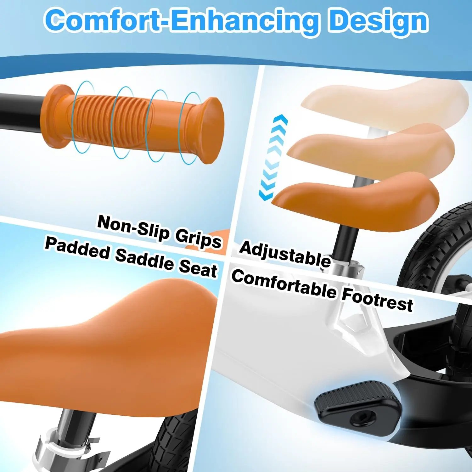 Rowerek biegowy dla dzieci w wieku 3-7 lat, 12 lub 14 cali, lekki rower dziecięcy z regulowanym siedziskiem, rower do pchania z oponami pneumatycznymi.