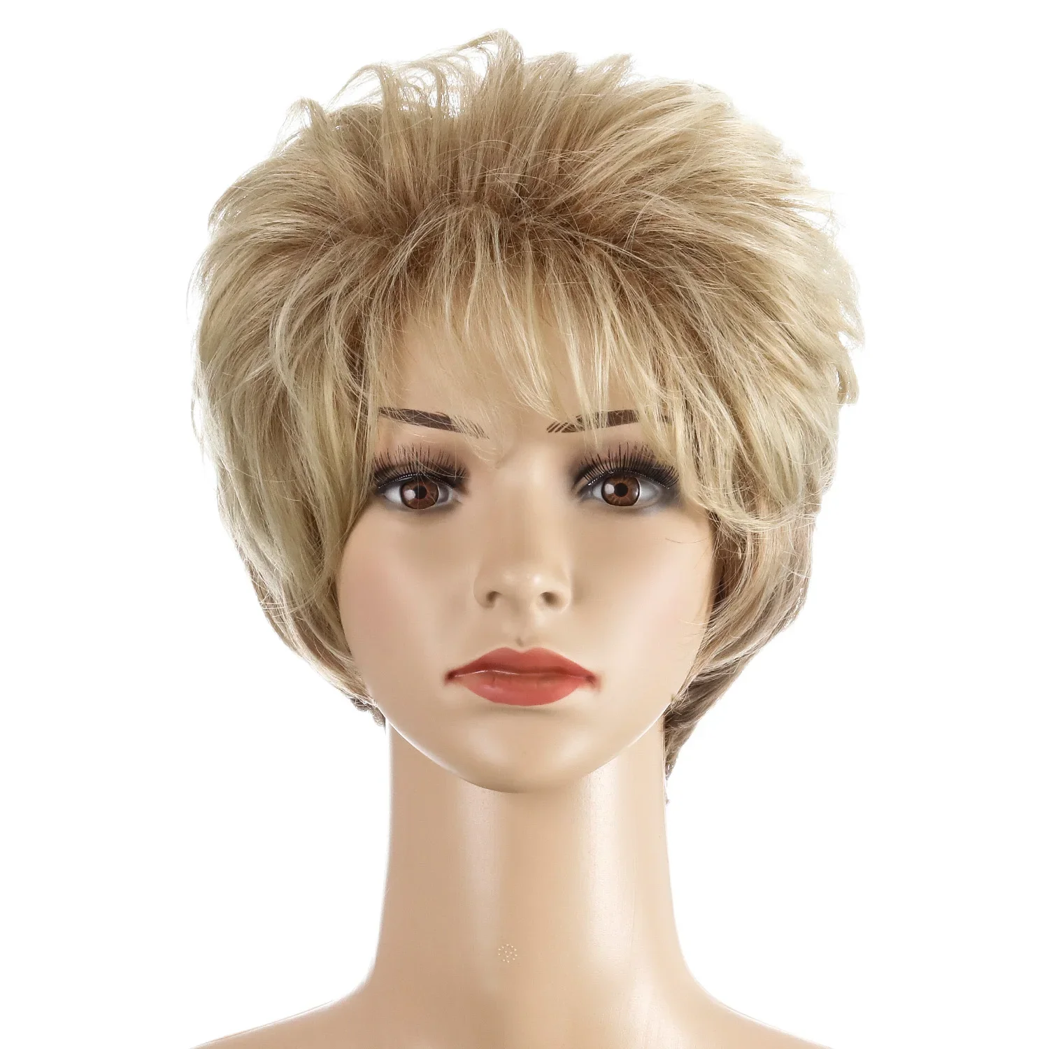 Female Short Blonde Curly Wig Short Curly Hair Wig for Women Short Fashion Sythenic Wigs with Bangs Costume Party Wig Daily Use