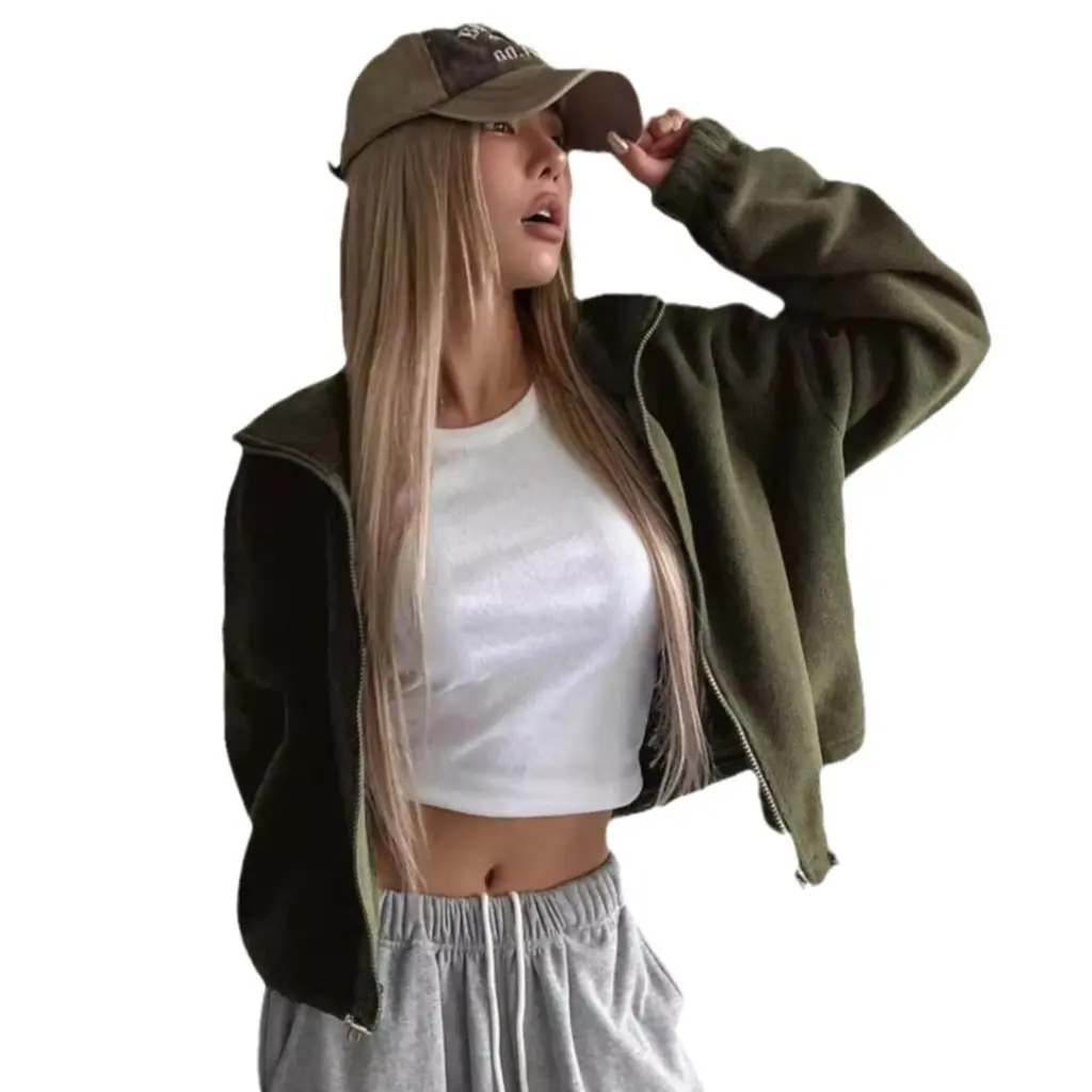 

Women's High Collar Thickened Lamb Wool Coat with Drawstring European And American Style Autumn Winter Sports Coat