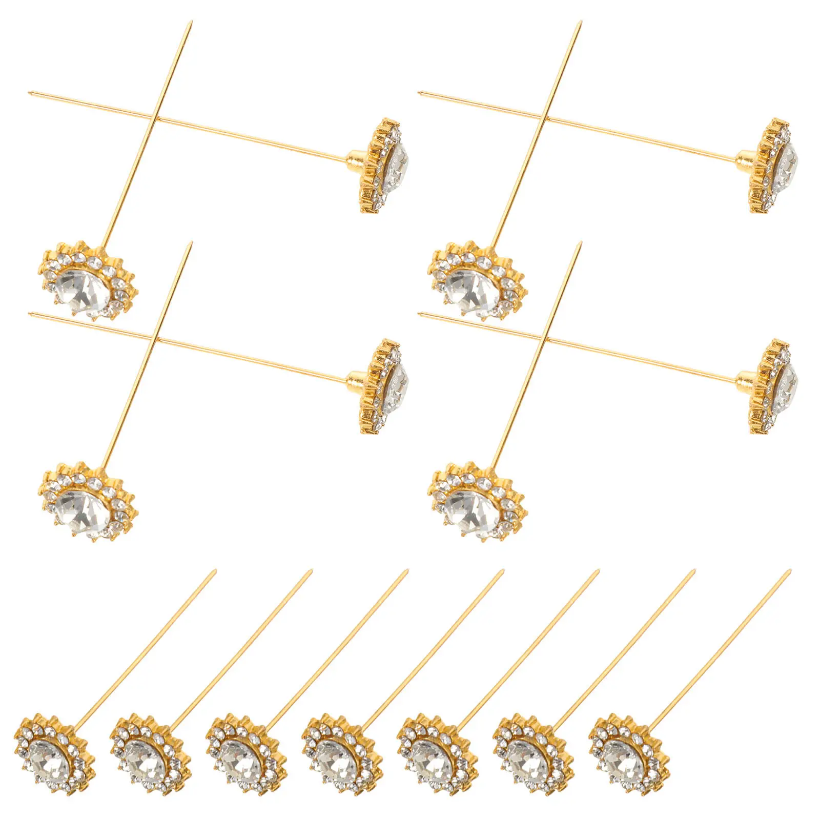

15Pcs Handmade Elegant Rhinestone Flower Brooch Pin Lapel Pin for Bridal Wedding Suit Tie Jewelry Craft Boutonniere Pins