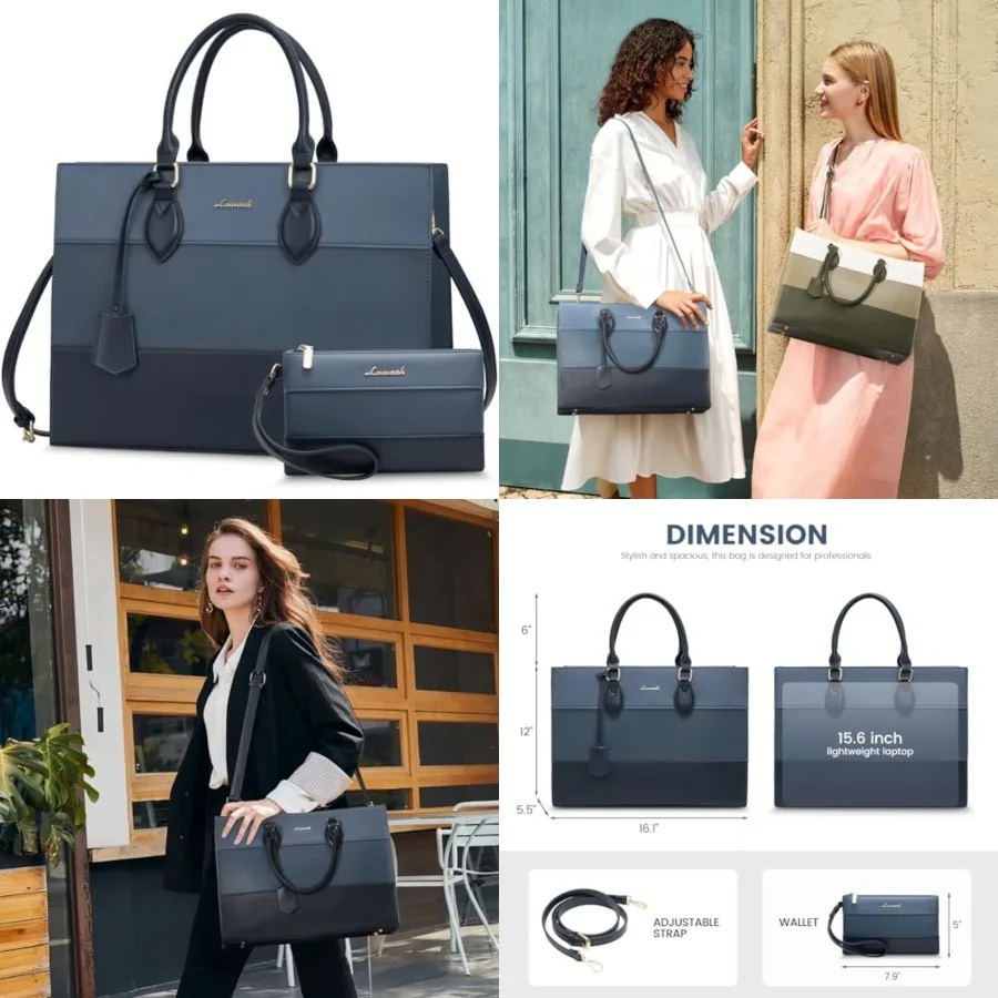 LOVEVOOK Laptop Tote Bag for Women, Work Totes Business Office Computer Briefcase with Clutch Purse