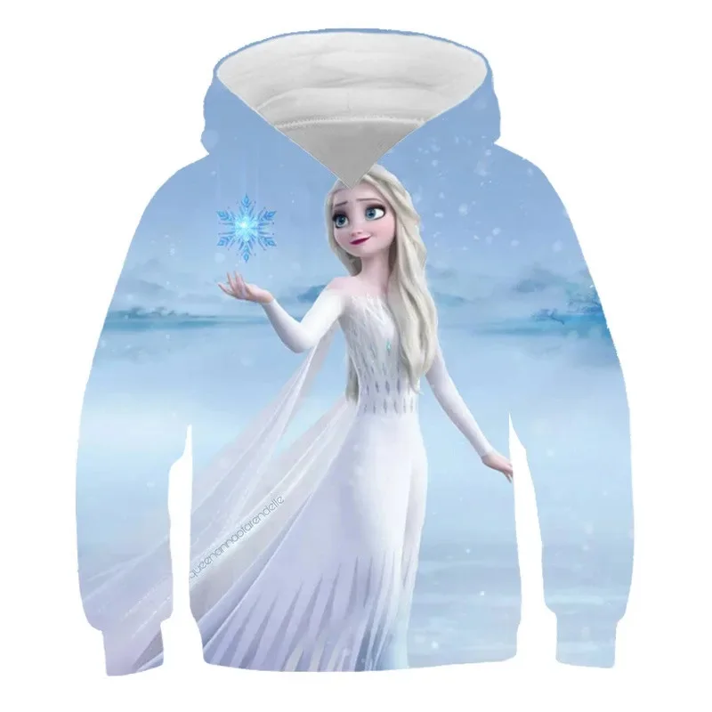 Frozen 2 Hoodies Elsa Princess Spring Autumn Girls Long Sleeves Sweatshirts Clothes Cartoon Casual Sport Hooded Tops 1-14 Years