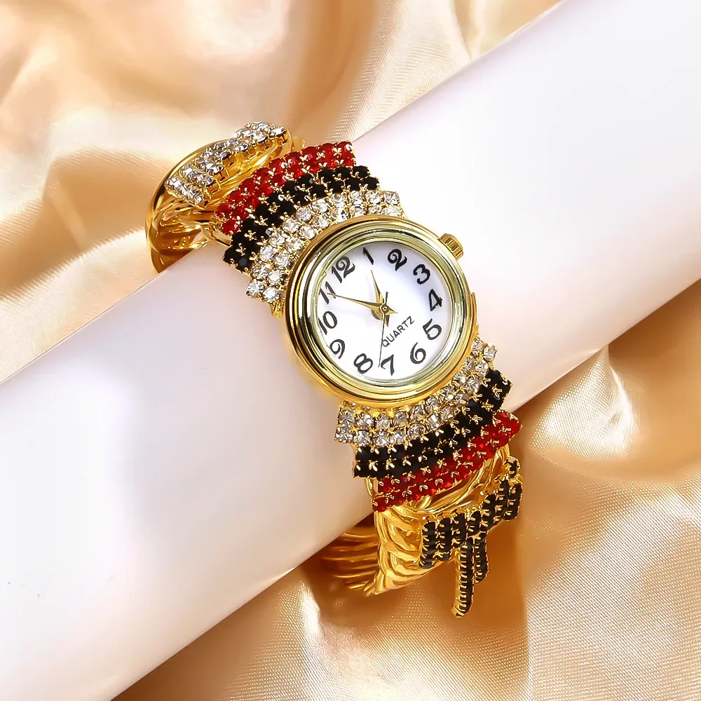 Роскошные часы-браслет, модный браслет, кварцевые часы из сплава со стразами для женщин, винтажные элегантные женские наручные часы, повседневная одежда