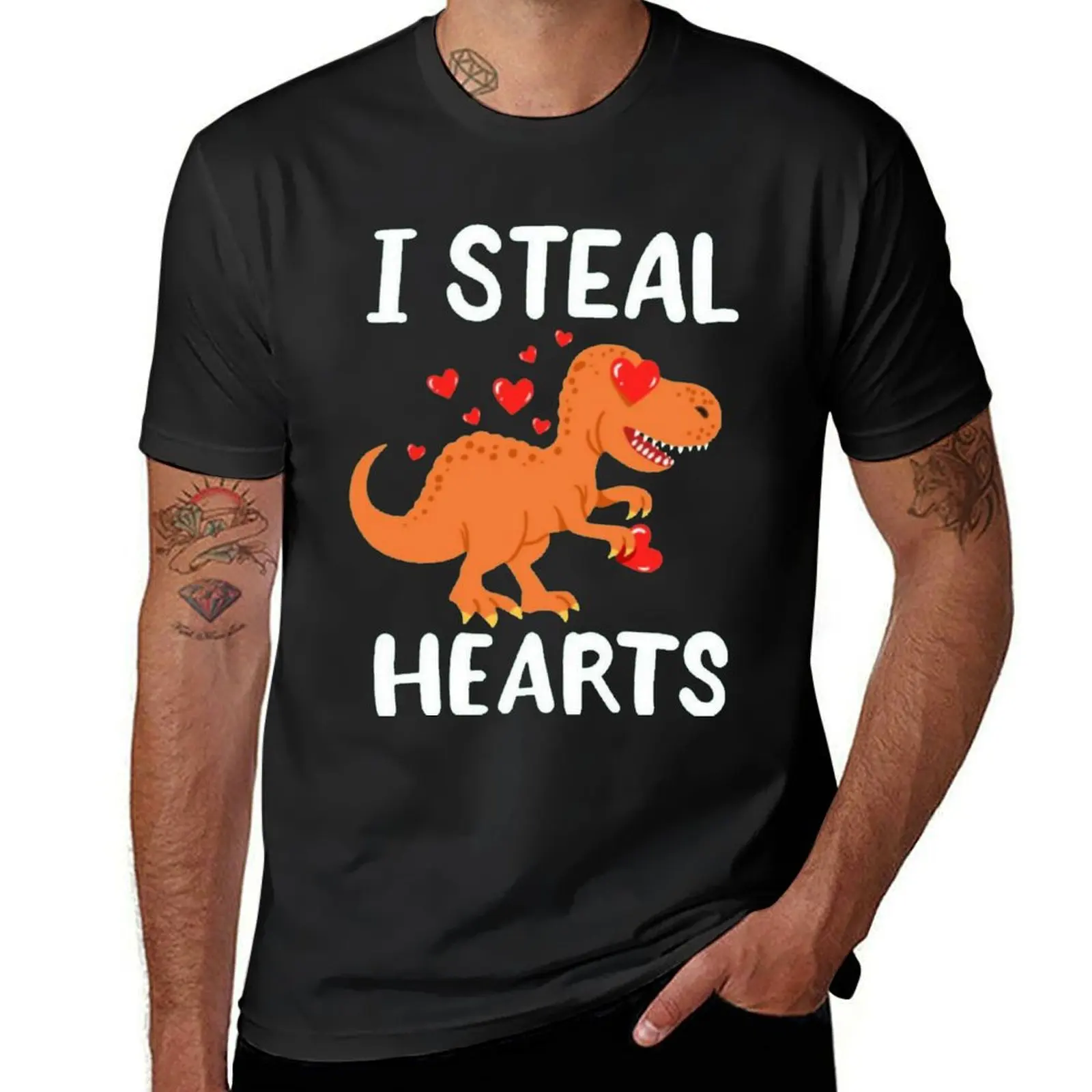 Dinosaur i steal hearts Valentine’s Day T-Shirt oversized vintage boys whites blanks fitted t shirts for men