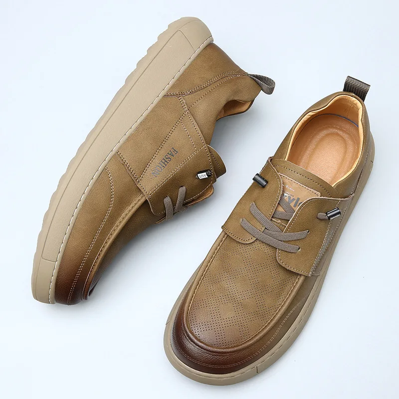 New Autumn Fashion Business Casual Shoes for Men Solid Color Cow Leather Loafers Male Soft Sole Lace Designer Shoes Man - Image 6