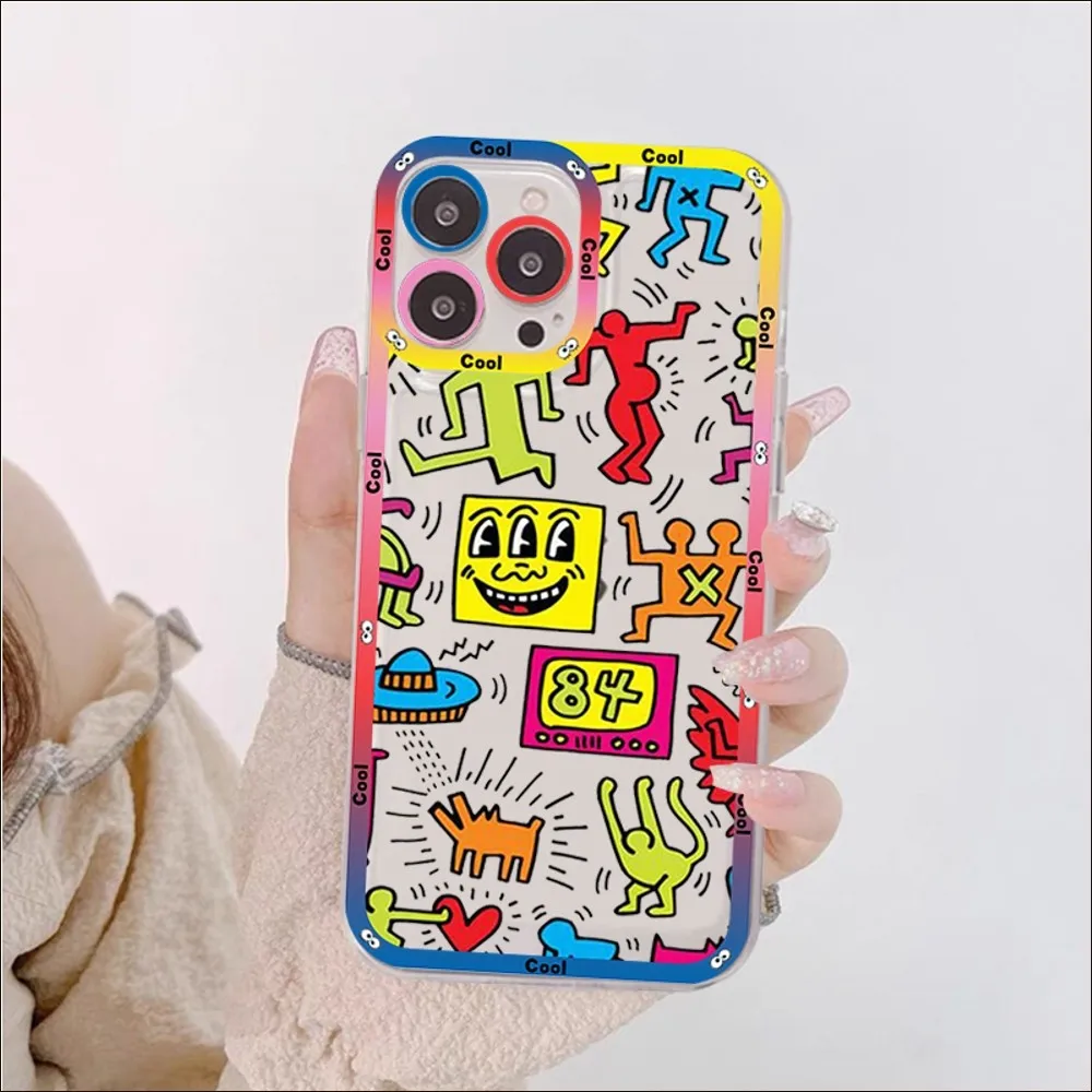 Graffiti K-Keith Art Abstract Phone Case For IPhone 11 12 13 14 Mini Pro Max XR X XS TPU Clear Case For 8 7 6 Plus SE 2020