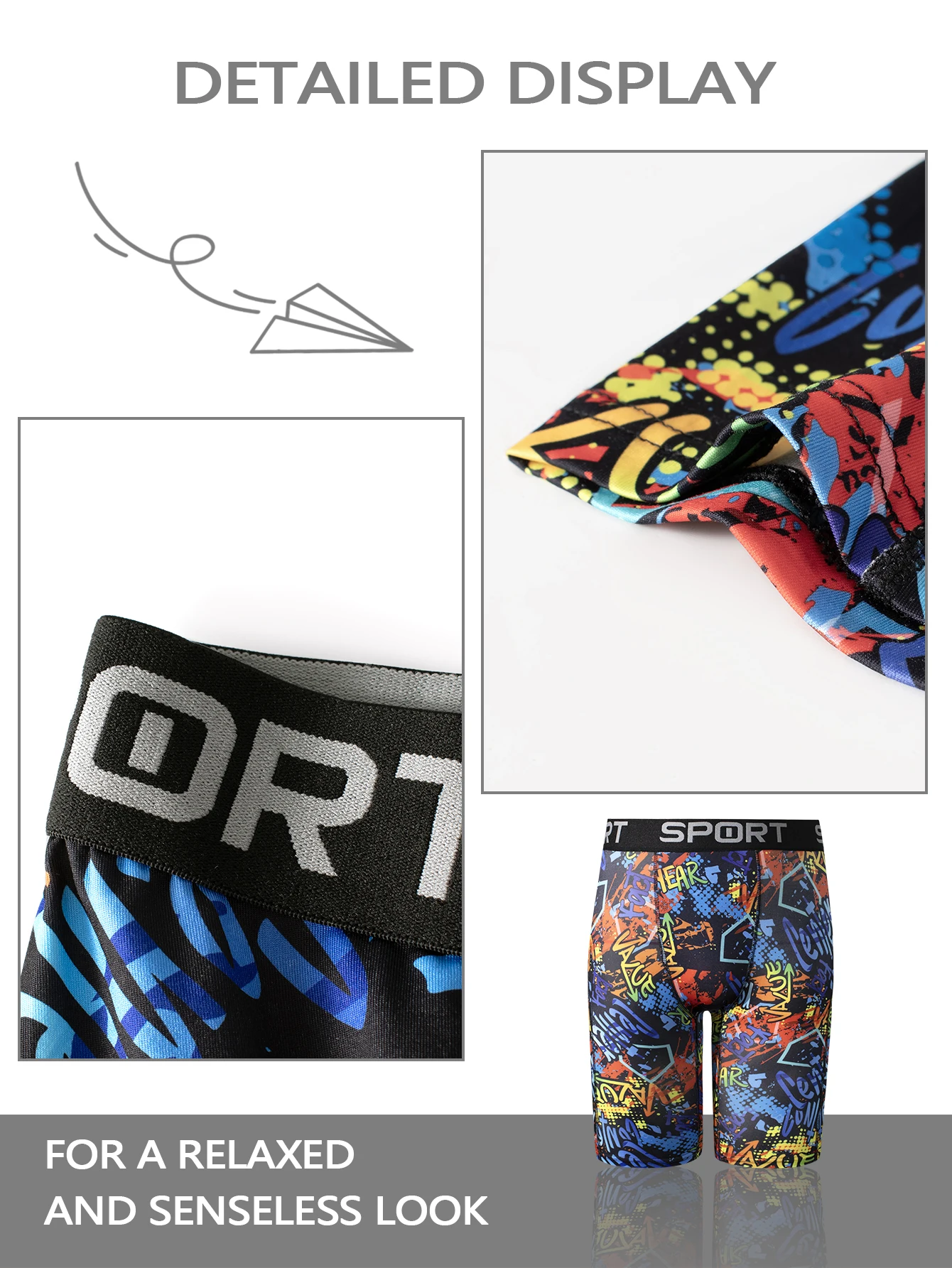 New 4 pairs of men\'s underwear fashion cartoon graffiti in elastic boxer shorts comfortable and soft men\'s growth underwear