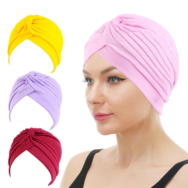 

New Women Muslim Inner Cap Hijab Turban Indian Pleated Twist Beanies Bonnet Hat Ninja Bonnet Hair Loss Headscarf Wrap Chemo Caps