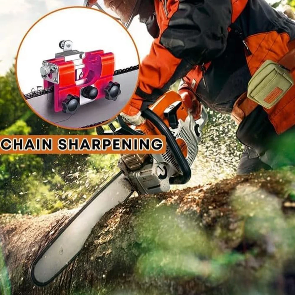 Chainsaw Chain Sharpening Jig, Portable Manual Sharpener for Sharpen with The Hand Crank, Suitable All Kinds of Saws and Electri