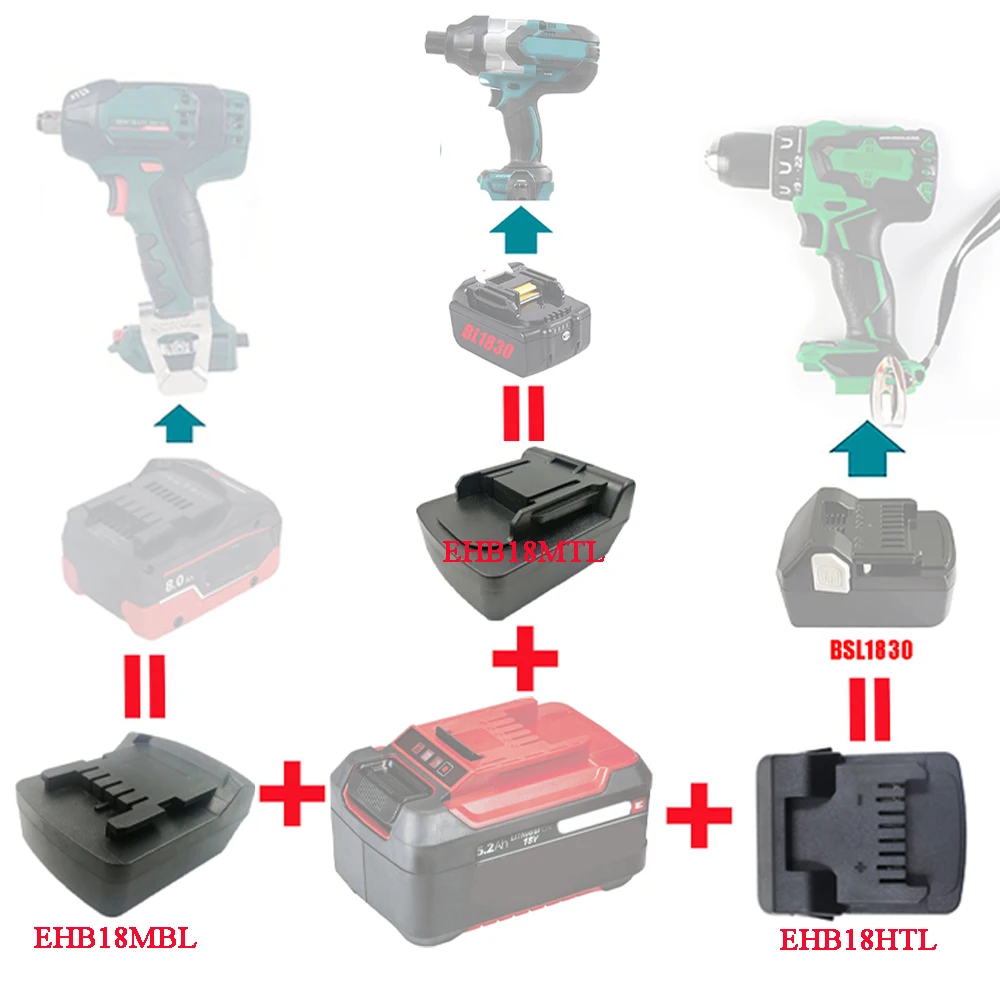 

EHB18MTL EHB18HTL EHB18MBL Adapter Converter For Einhell Li-ion Battery For Hitachi Hikoki For Makita For Metabo Lithium Tool