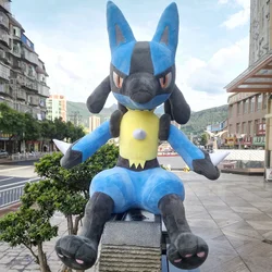 Lucario grandes brinquedos de pelúcia infantil, boneca Anime, ornamento fofo, coleção Pokémon, travesseiro pelúcia recheado, presente, 48 cm, 73cm