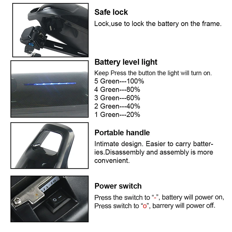 Side Release Downtube eBike Battery 36V 17.5Ah 15Ah 13Ah 18650 Sanyo Cell Bicycle Batteries for 500W 350W 250W BBS01 BBS02 Motor