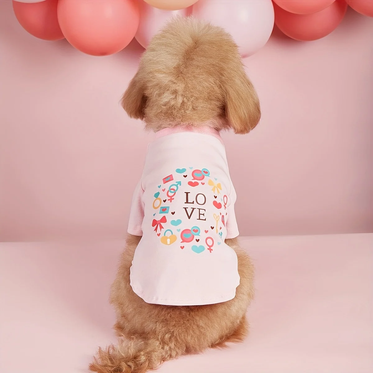 Pink Love Heart Print Comfortable Dog Shirt Valentines Day Dog Shirt Dog T-Shirts Pet Clothes for Puppy Cat and Small Dogs