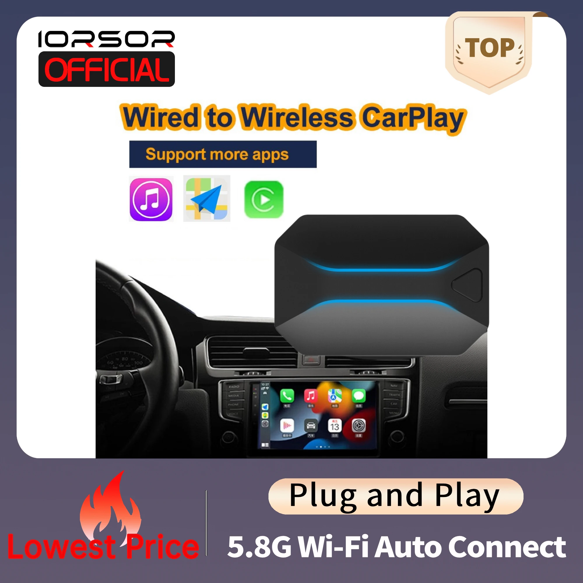 Apple Carplay Wireless Adapter Car Play Inalambrico Para Coche Mini Ai Box Sans Fil Dongle Smart Boitier Adaptador Wifi Player