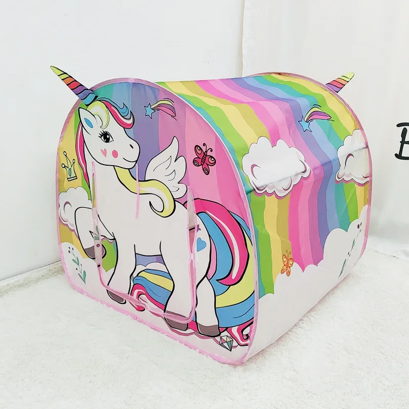 

Children Play House unicorn Toy Tent Indoor Outdoor Game Princess Castle Folding Cubby Toy Tent Baby Room House Toy Gifts