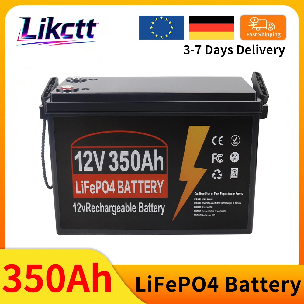 12V 350Ah LiFePO4 Lithium-Batterie mit 100A BMS, 9000+ Zyklen für Wohnmobile, Offroad-Fahrzeuge, netzunabhängige Angelboote, Solarsystem-Batterie