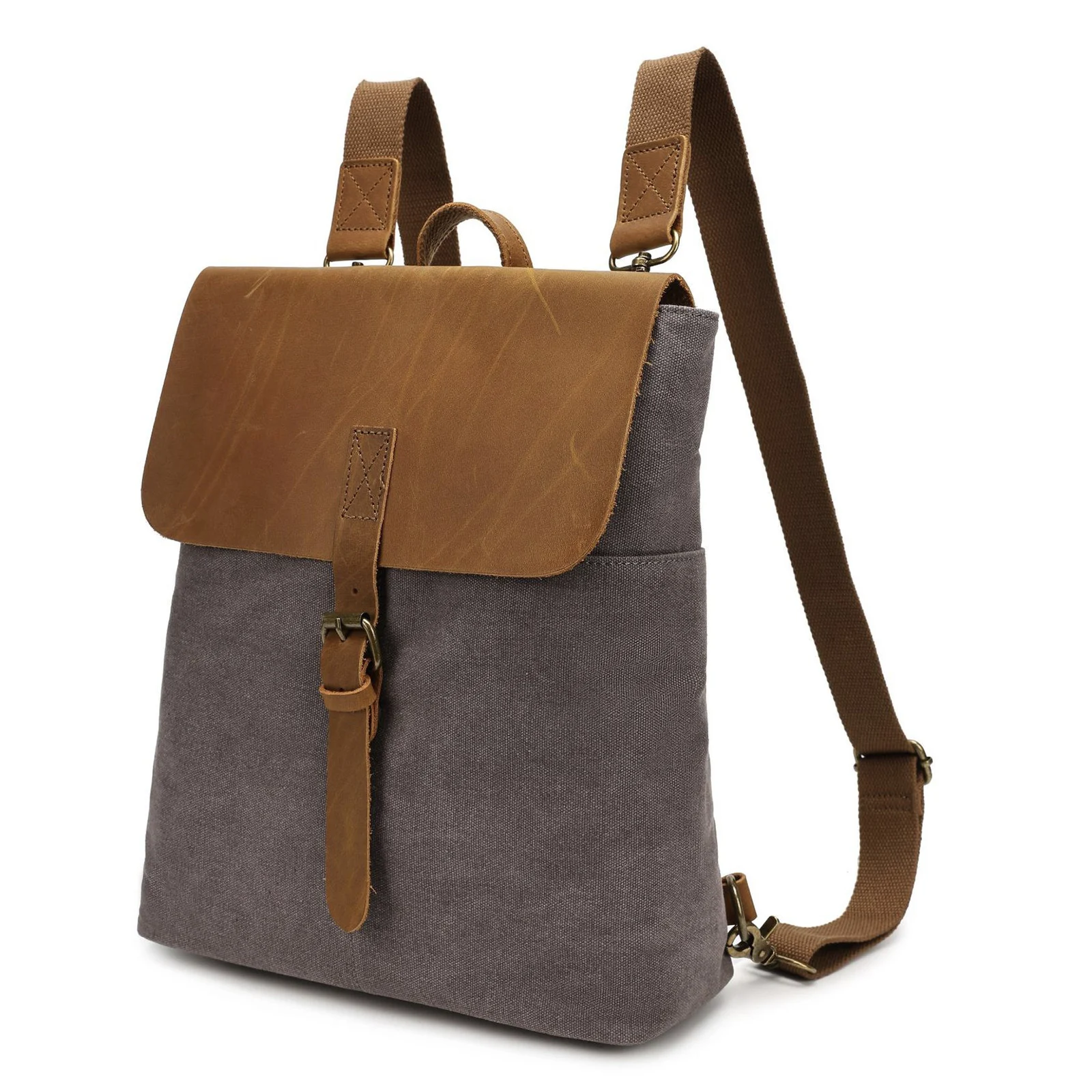 Leather Work Rucksack - Plecak vintage z woskowanej tkaniny z