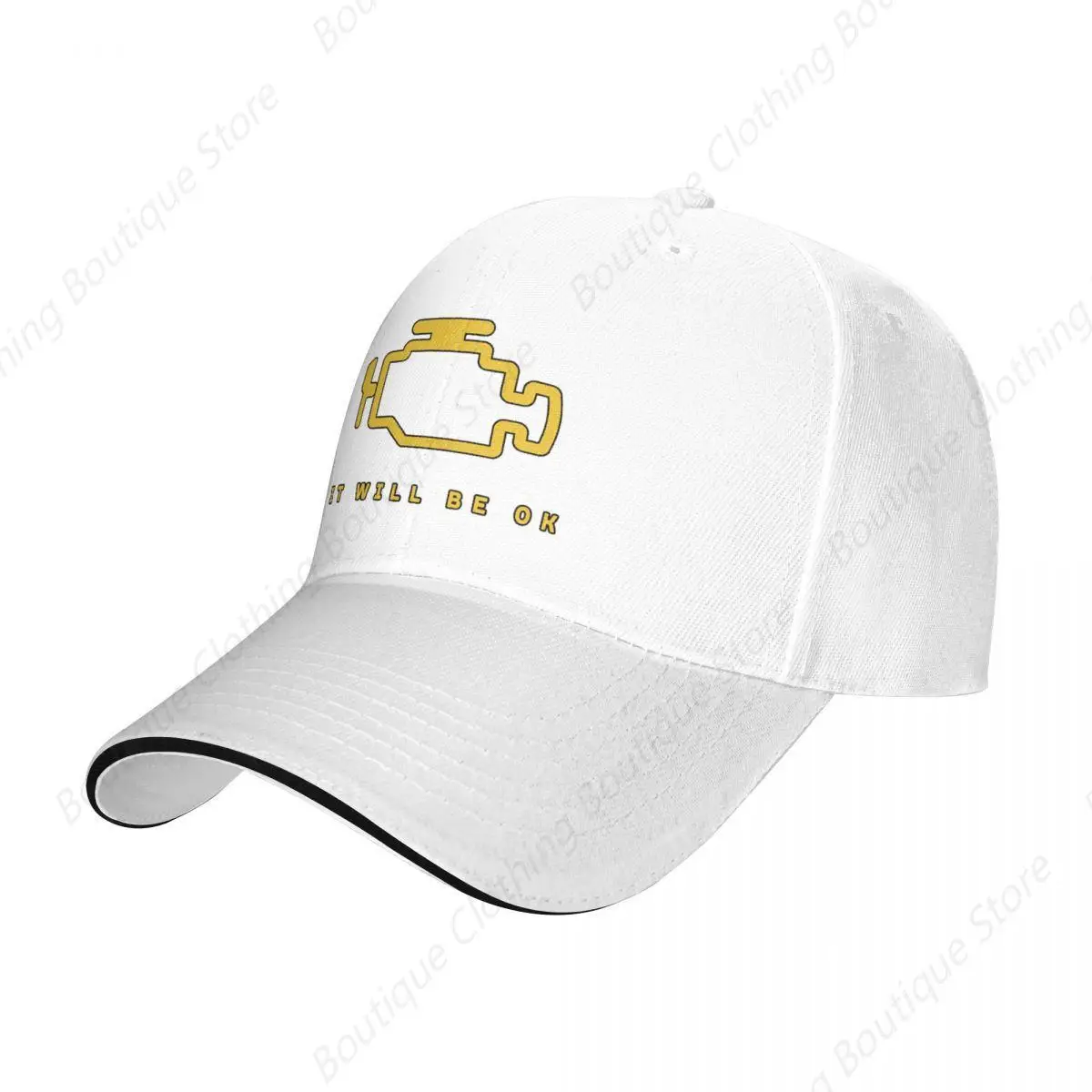 Mechanic Auto Repair Check Engine Light Baseball Caps Fashion Sandwich Caps Unisex Breathable Sun Cap Fishing