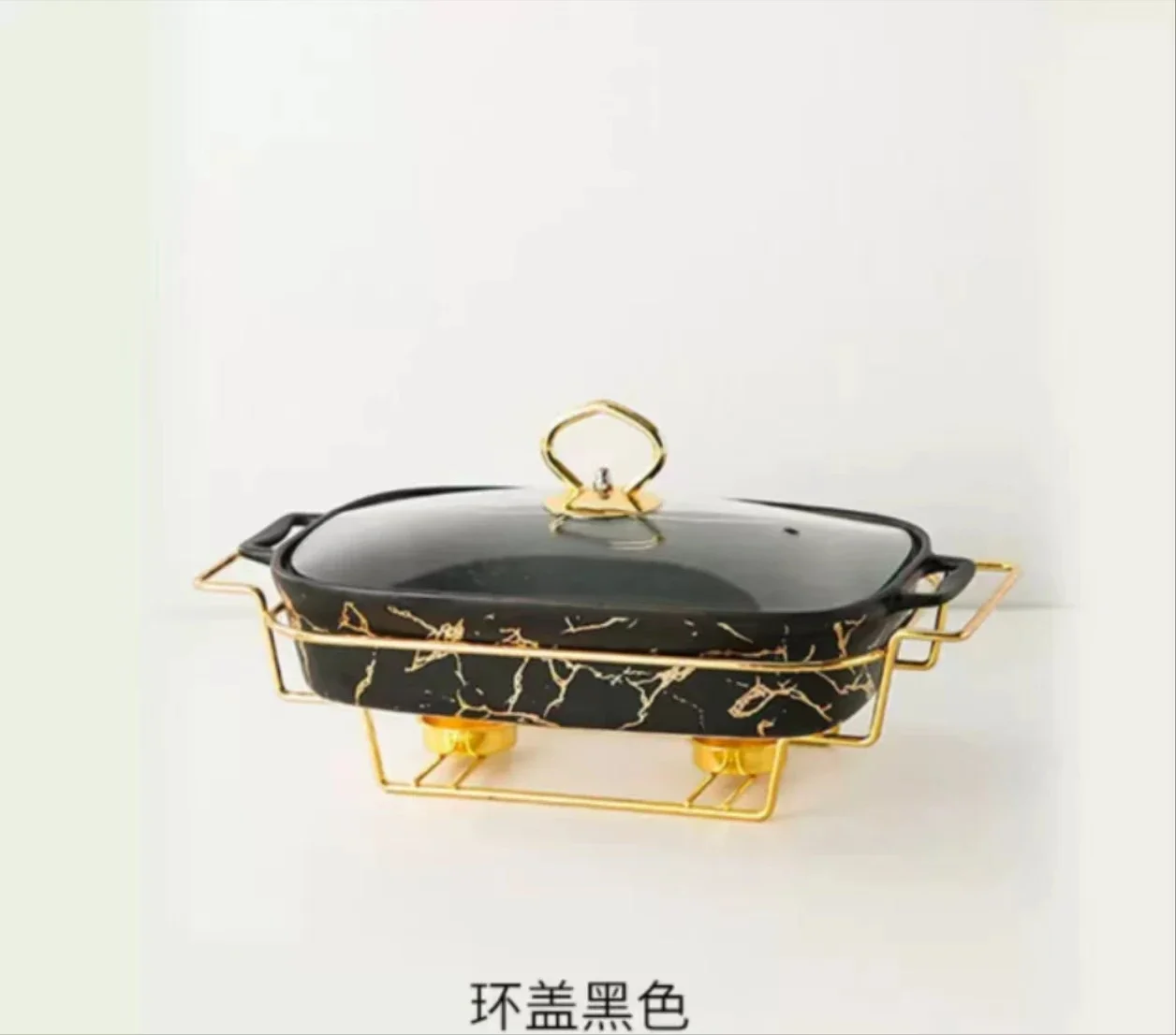 Rectangular Double Ear Bottle, Ceramic Pot, Baking Tray, Tableware, Light Hot Dry Soup Pot, Creative Pot Holder with Candles