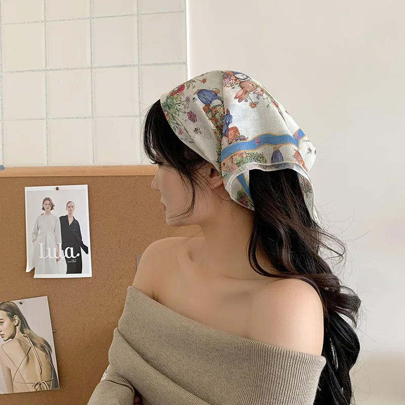 

Women's Silk Scarf Square Scarf Sweet Style Floral Cute Sweet Country Headscarf Collar Scarf Headscarf Tie Bag Strap Ribbon
