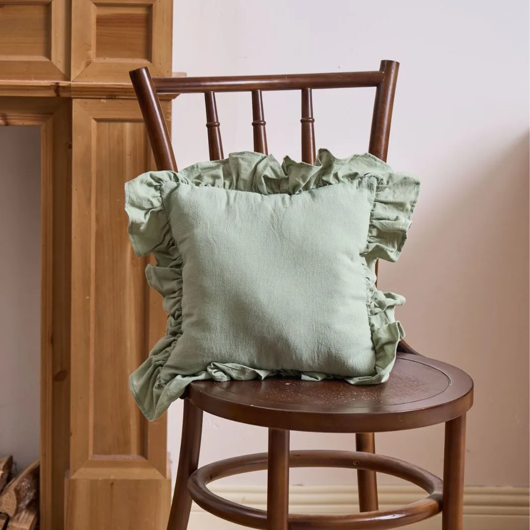 100% Cotton Ruffle Throw Pillow Cover,Washed Cotton Decor Pillow Shams  With Envelope Closure for Bed Couch Bedroom Living Room