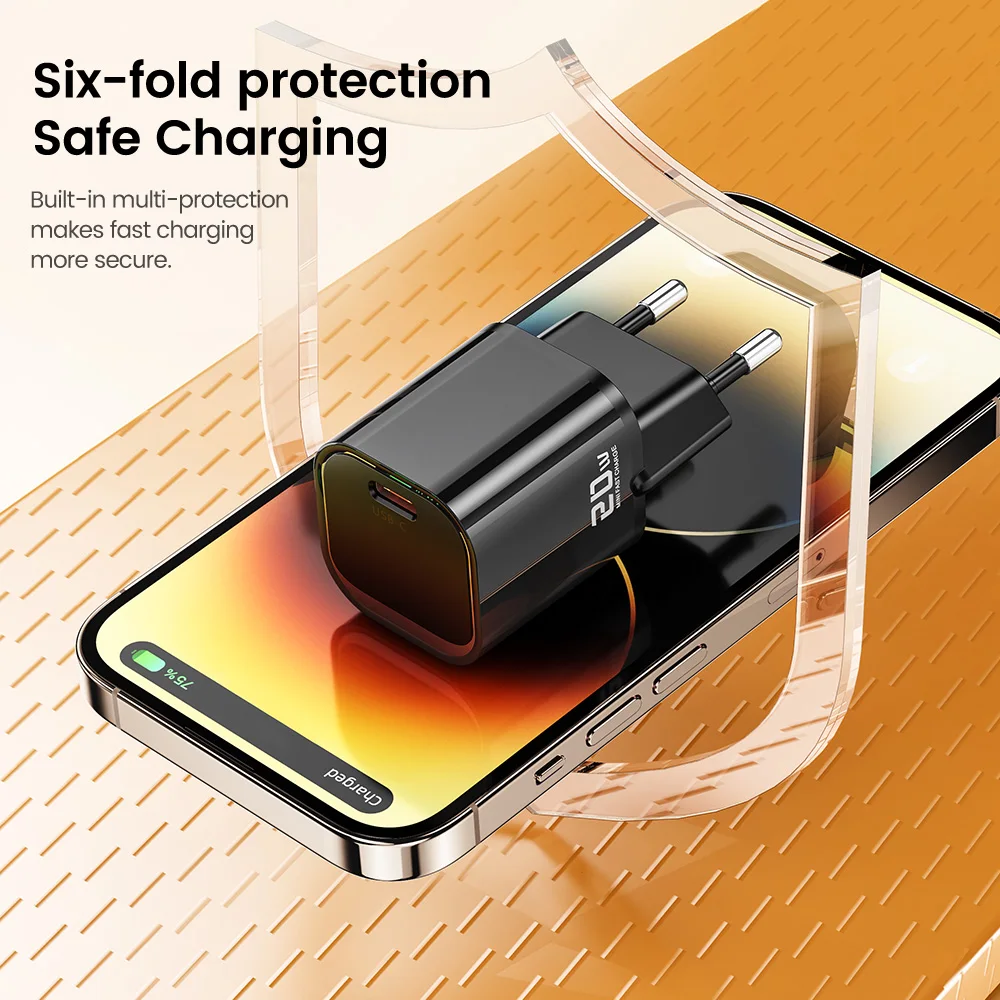 Toocki 20W Type C GaN chargeur PD QC 3.0 Charge rapide USB Type C chargeur de téléphone pour iPhone 15 14 13 12 11 Pro Max iPad Charge